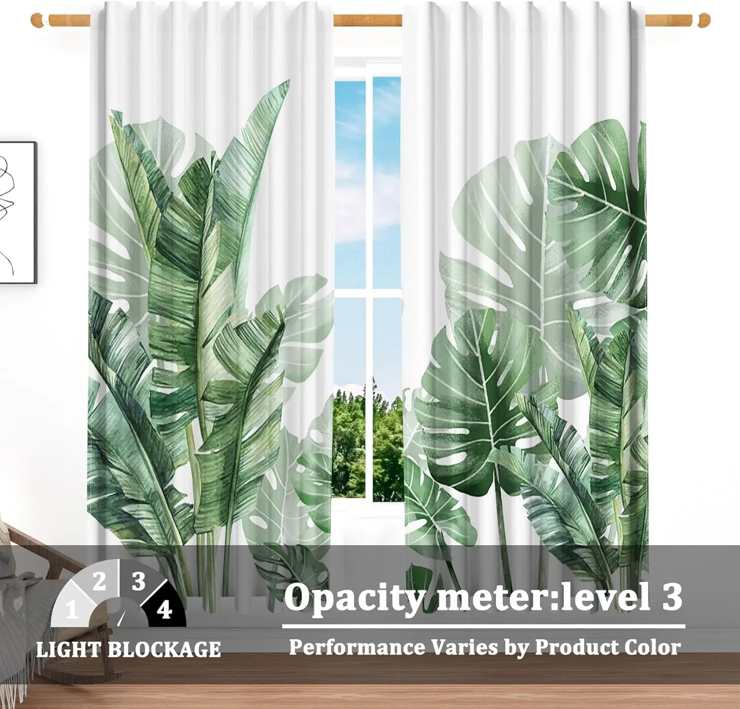 Tropical Palm Leaves Curtains for Living Room Bedroom Banana Plant Nature Summer Hawaii Beach House Decorative Curtains Thermal