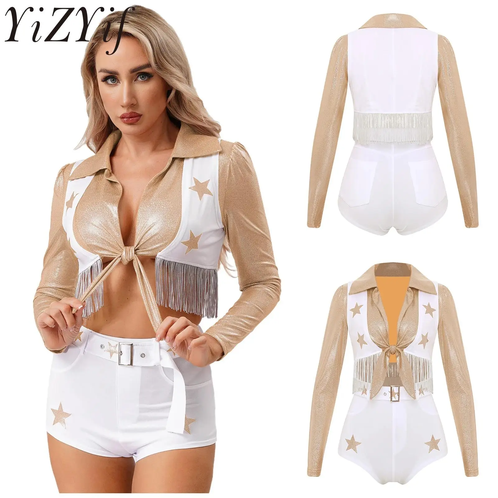 

Женский костюм болельщика для косплея, танцевальная форма болельщика с принтом звезд, танцевальная одежда для черлидинга и спортивных соревнований