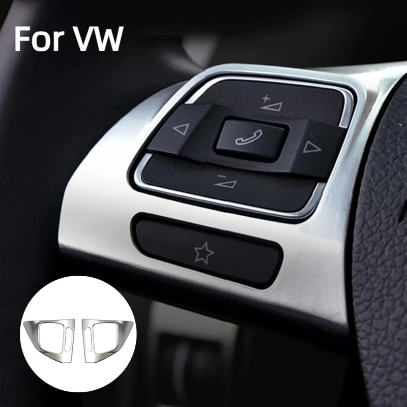 

2PCS Silver Steering Wheel Trim Cover For VW Golf Mk6 Passat B7 CC EOS Tiguan Jetta Touran Sharan Caddy Badge Inner Frame Insert