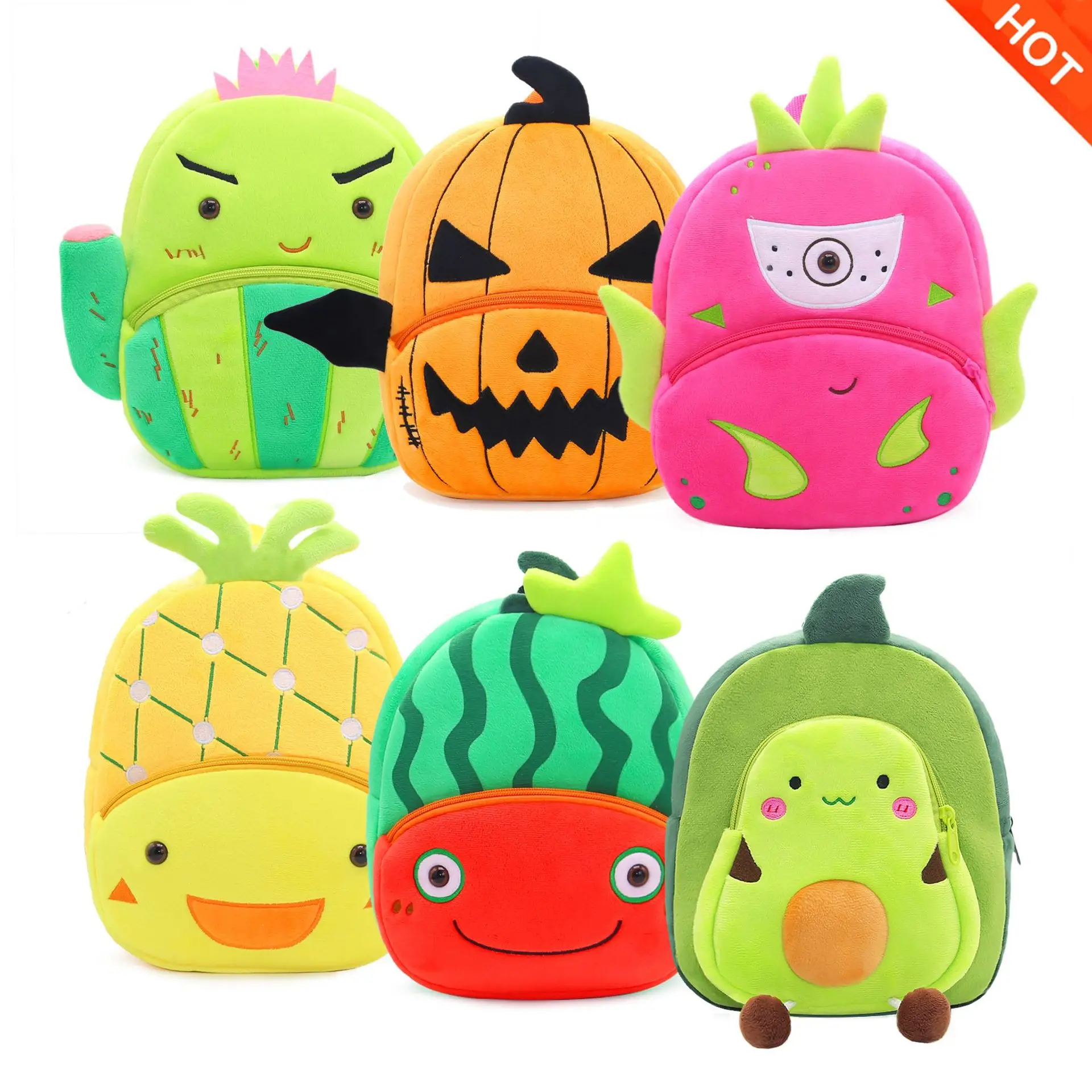 2-4 anni di frutta asilo zaino cactus avocado zaini borsa da scuola per bambini ragazzi ragazze cartone animato peluche zainetto regalo per bambini