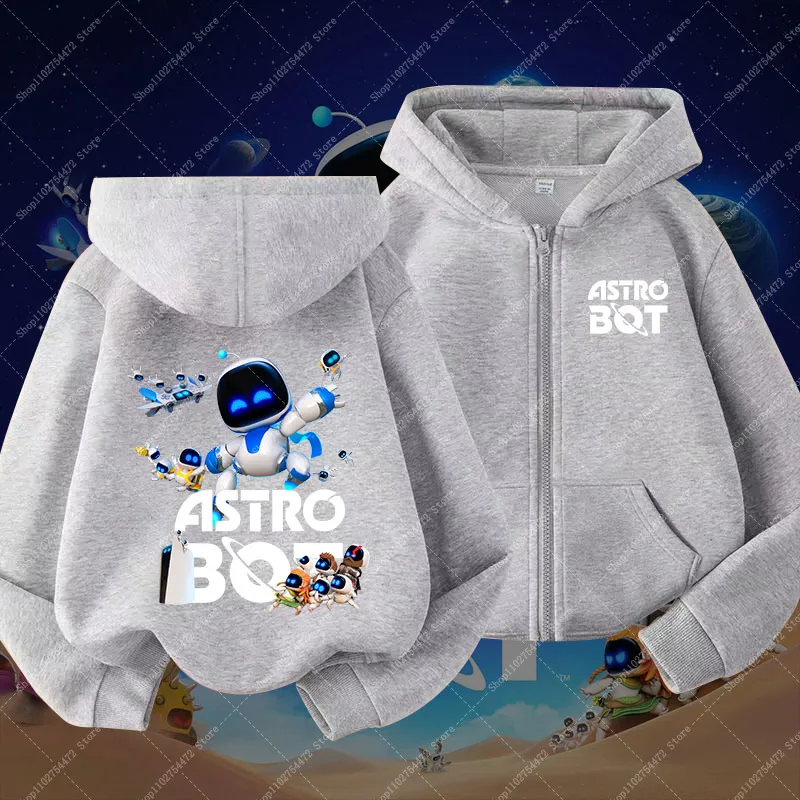 Astro Bot Children Zipper Hoodies Jacket Autumn Kids Anime Print Clothes Boy Casual Fashion Jackets Girl Cartoon Cute Coat Gift