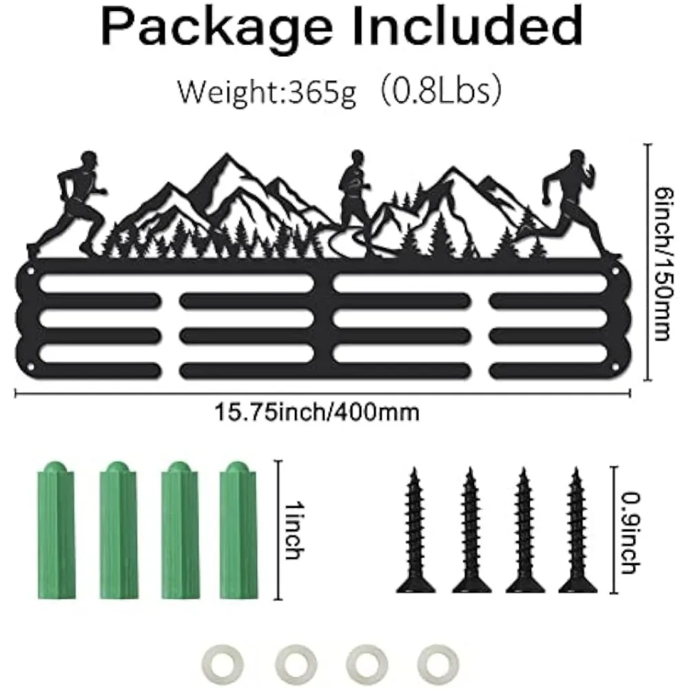 Colgador de medallas de correr, estante de exhibición para más de 60 medallas deportivas, soporte de exhibición de cinta de montaje en pared