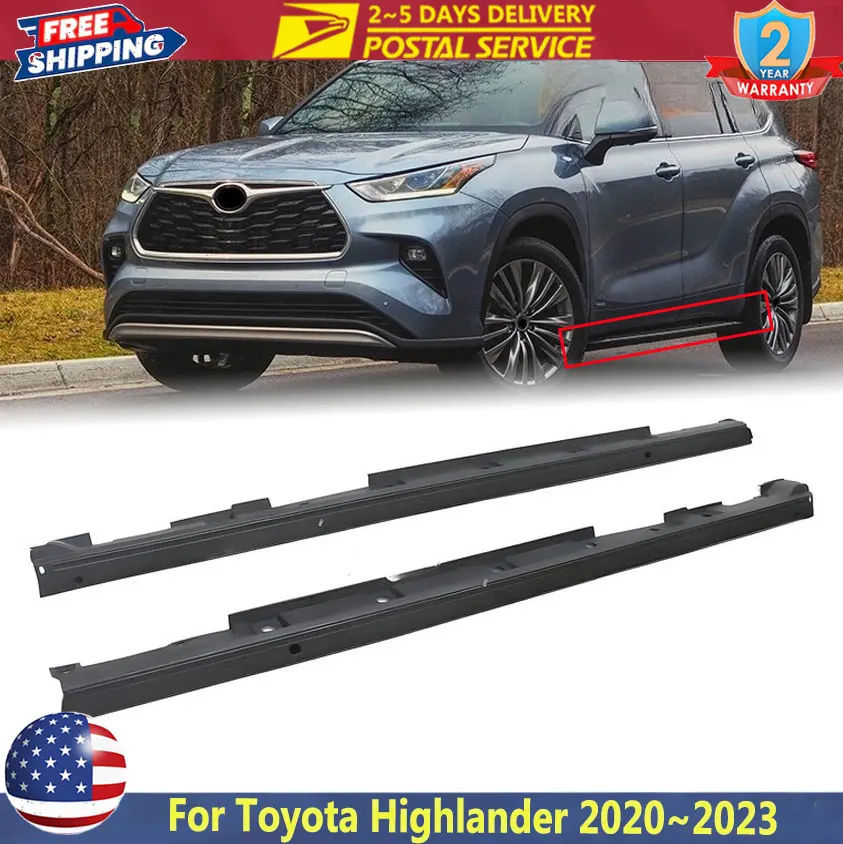 2 قطعة الجانب الروك تنورة صب لوحة اليمين واليسار لتويوتا هايلاندر 2020 ~ 2023 الجانب تنورة الباب صب لوحة الروك السفلى #1