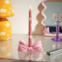 Nicole Taper Candle Holder Silicone Mold for Concrete DIY Cutie Bow Candle Holder Jesmonite Gypsum Moulds Home Ornament