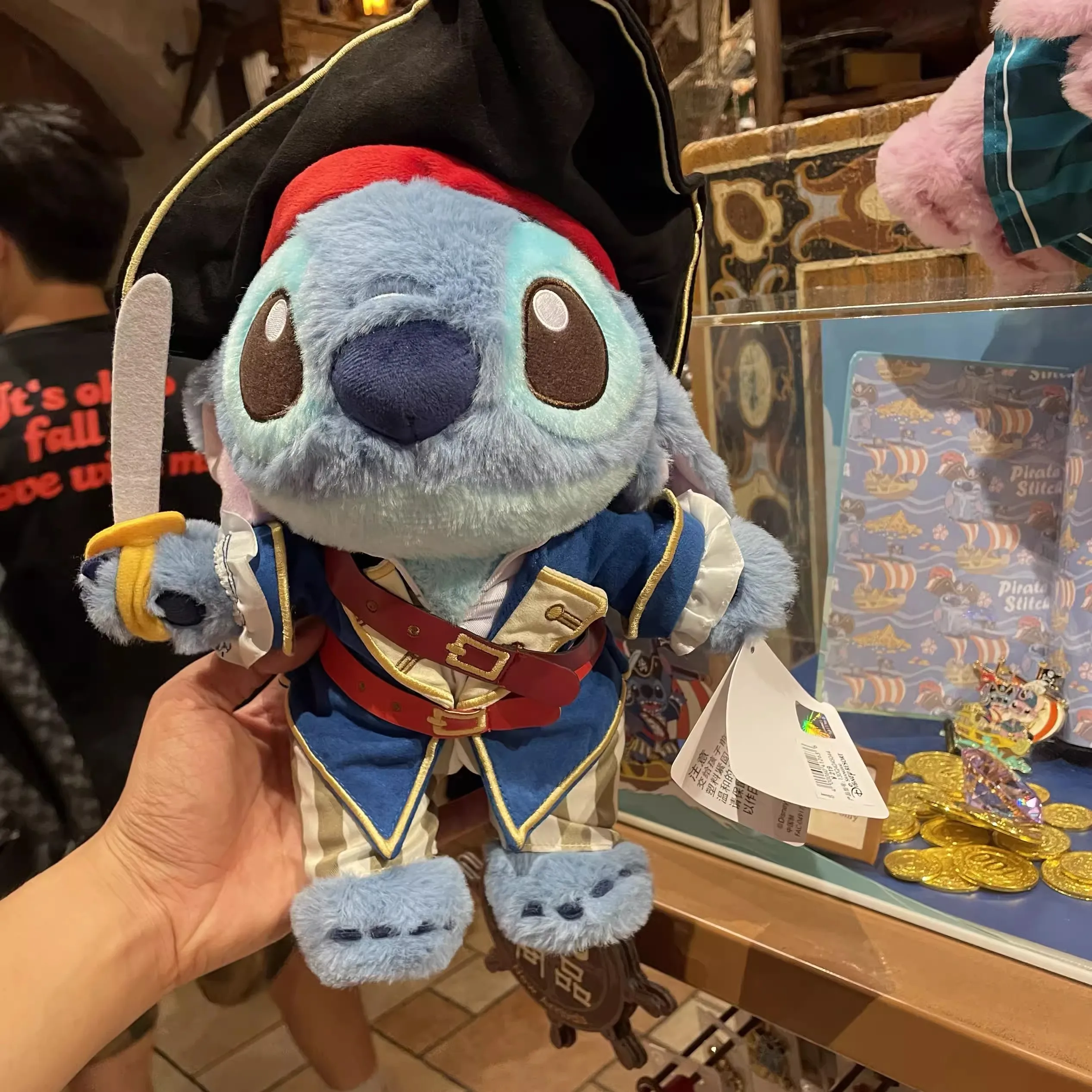 Shanghai Disneyland's Pirate Stitch Angel Plush Toy Keychain Doll Valentine's Day Gift Souvenir