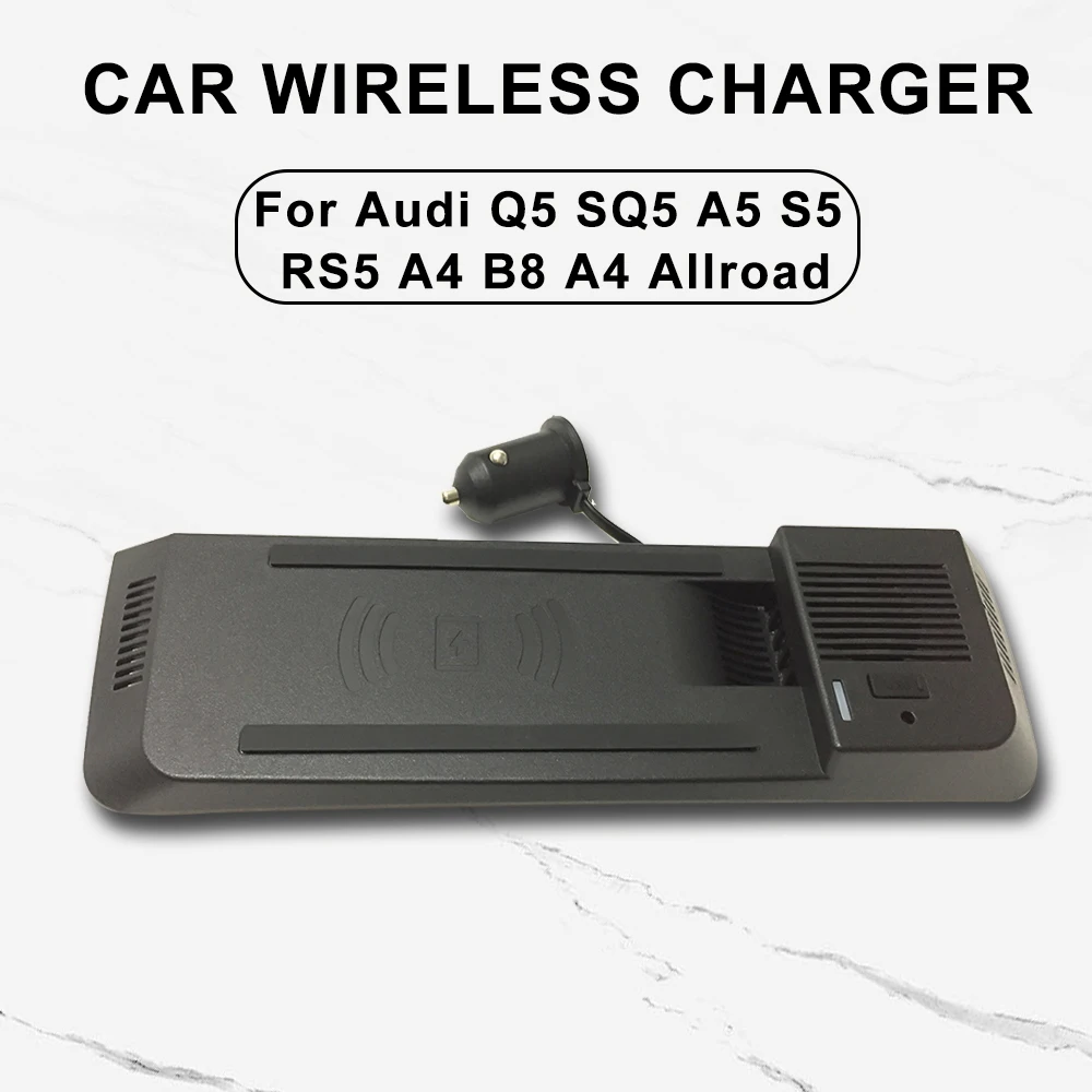 Carregador sem fio para Audi, suporte do telefone, almofada de carregamento, carga rápida, acessórios do carro, A4, B8, B9, A4, Allroad, A5, S5, RS5, Q5, SQ5, 15W