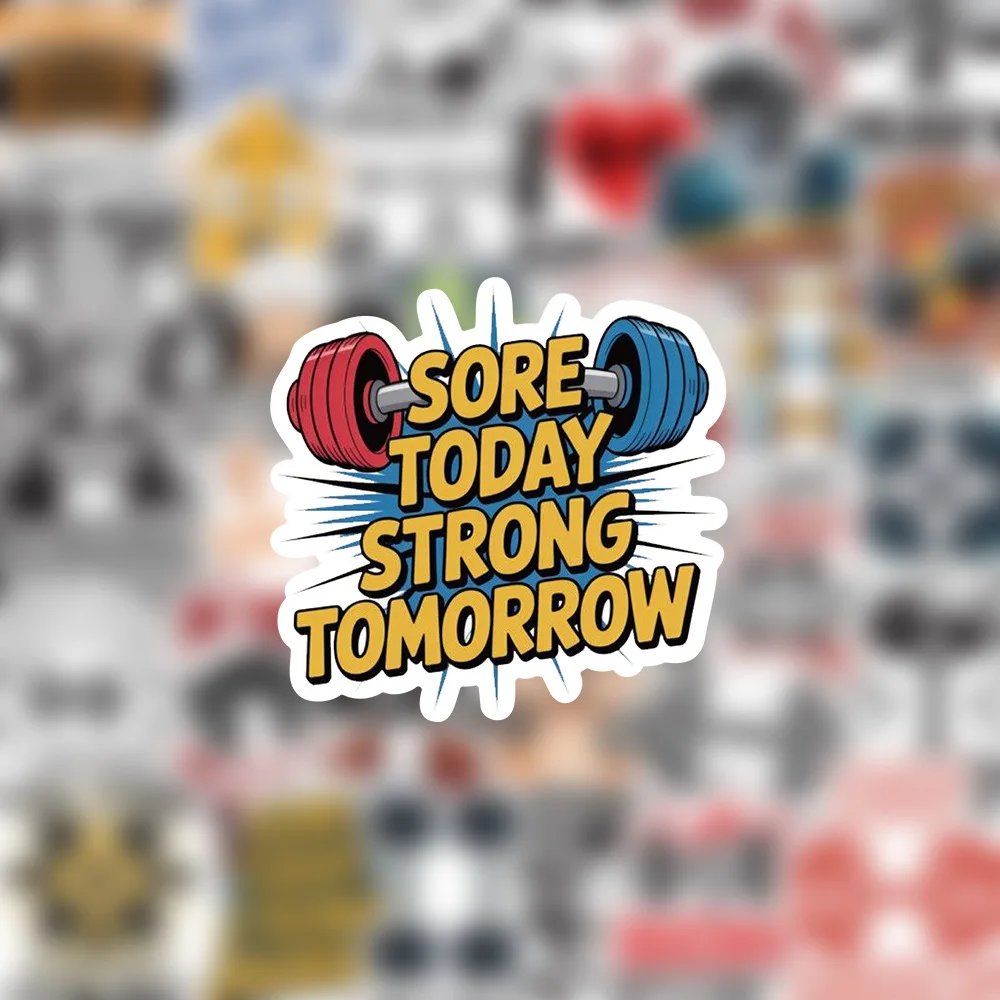 54PCS Fitness Equipment Dumbbel Stickers Creativity Cartoon Graffiti Decoration DIY Notebook Suitcase Guitar Phone Toys Decals