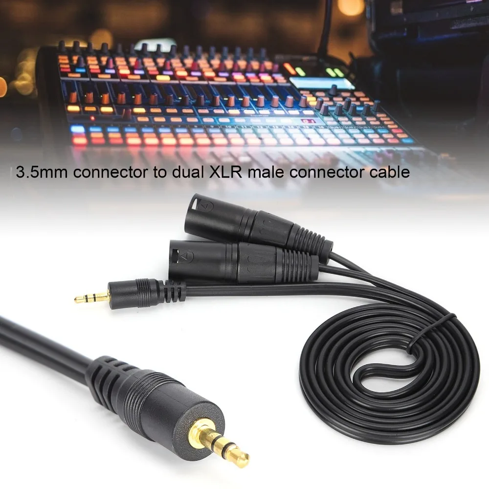 1/8 Inch to 3-Core Double XLR Microphone Cable Plug and Play Audio Adapter Cable 3.5mm Connector to Dual XLR 3 Pin Male Adapter