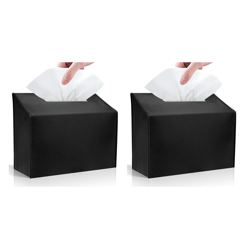 TKOH-Tissue Box Cover Holder Compatible With Paper Hand Towels,Leather Paper Towel Dispenser For Tabletop,Bathroom,Car,Office