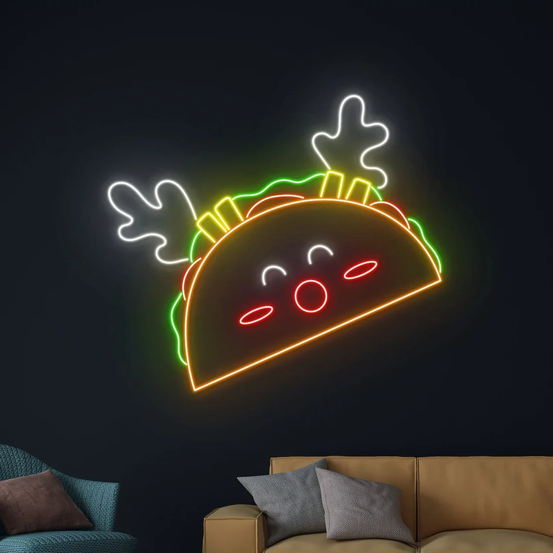 

Tacos Reindeer Neon Sign Custom Mexico Tacos Wall Art Decor Cartoon Deer Baby Bedroom Kitchen Restaurant Sign