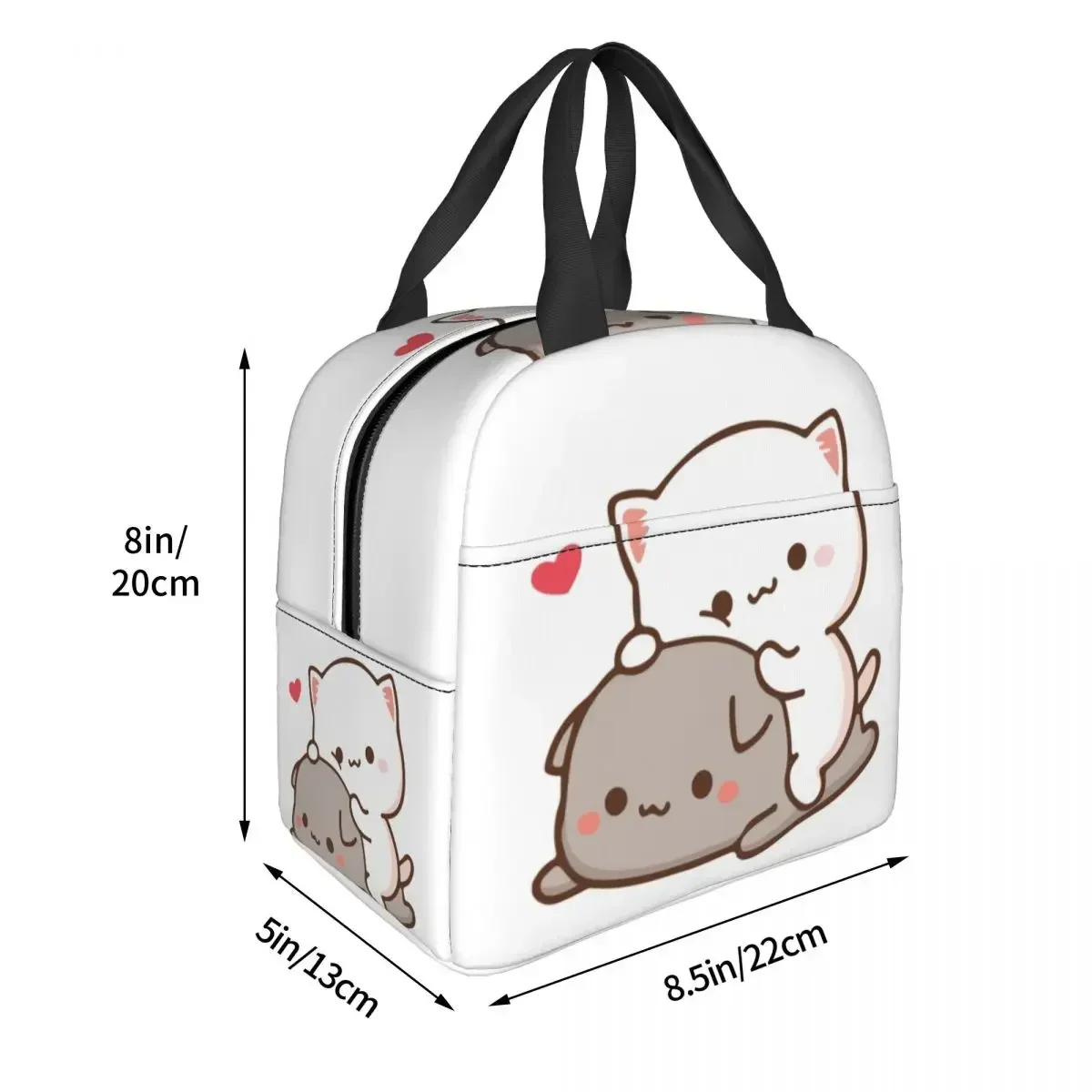 Peach Sitting On Goma - Mochi Peach Cat Insulated Lunch Bags Resuable Picnic Bags Lunch Tote for Woman Work Children School