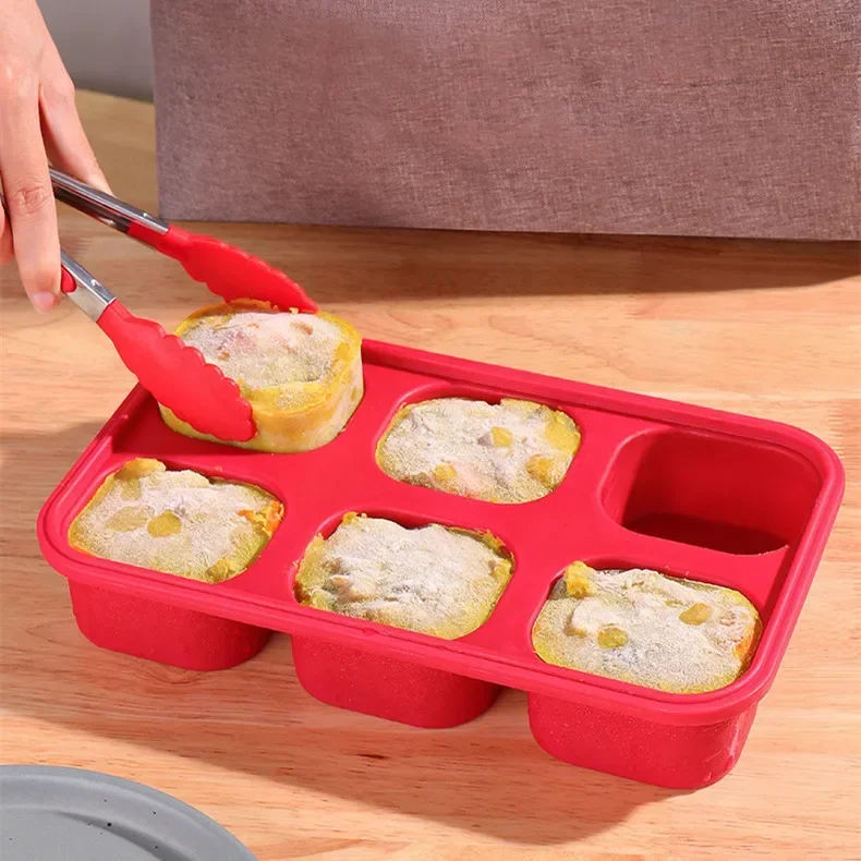 Giant Storage Food Silicone Molds Meal Sauce with Lid Silicone Freezer Trays Extra Large Soup Ice Cube Tray Food Freezing Molds