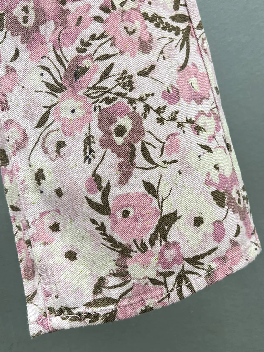 Pantalones vaqueros de pierna ancha con estampado étnico para mujer, ropa holgada de cintura alta, adelgazante, alargada, primavera y verano, 2024