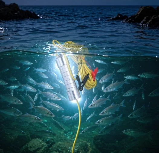 200W Underwater LED Fishing Light for Squid, High Power Submersible Sea Fishing Lamp for Boat Night Fishing