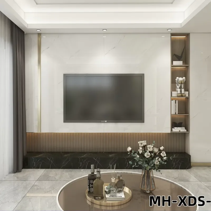 New Modern WPC Waterproof Fireproof TV Background Wall Panel for Living Room with Marble Grain Design