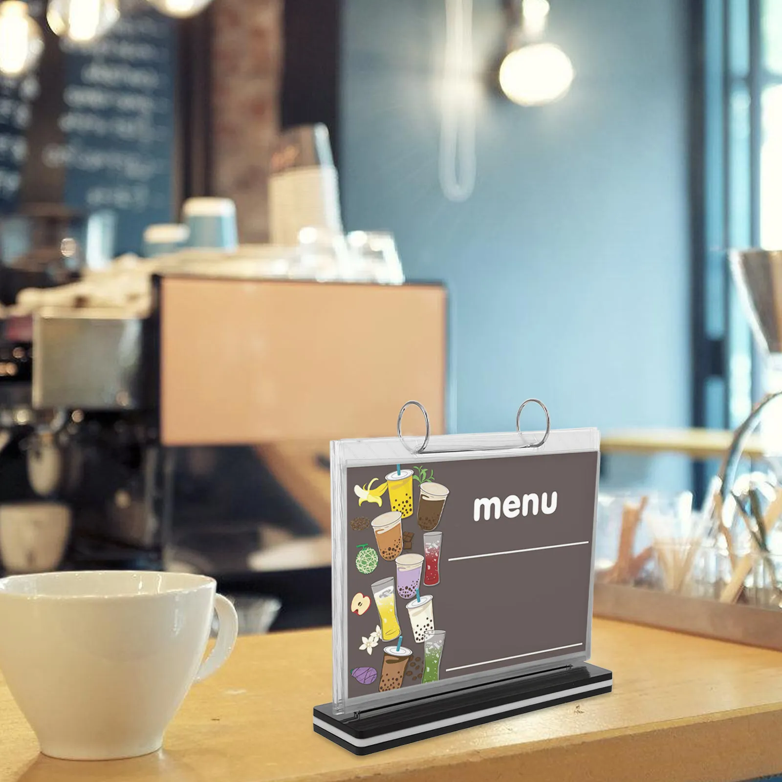 Plastic Menu Folder Display Stand Transparent Tabletop Menu Holder Restaurant Supplies Desktop Flip Organizer Paper Sign Holder