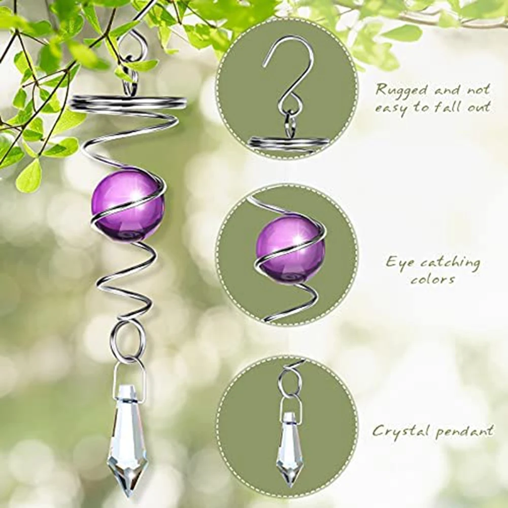 Ball Spiral Tail Decorative Wind Spinner Stabilizer Wind Chimes Hanging Wind Ball Spinner for Garden Decorations