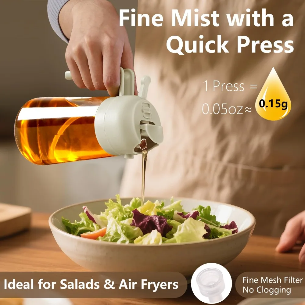 2 In 1 Oil Dispenser/Pour Bottle Olive Oil Sprayer for Cooking 500ml Kitchen Accessories Kitchen Gadgets for Air Fryer Salad BBQ