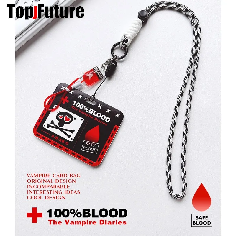 Harajuku Gothic Lolita Y2K Girl Women's Cosplay harajuku punk goth skeleton blood type card set student vampire diarles Necklace