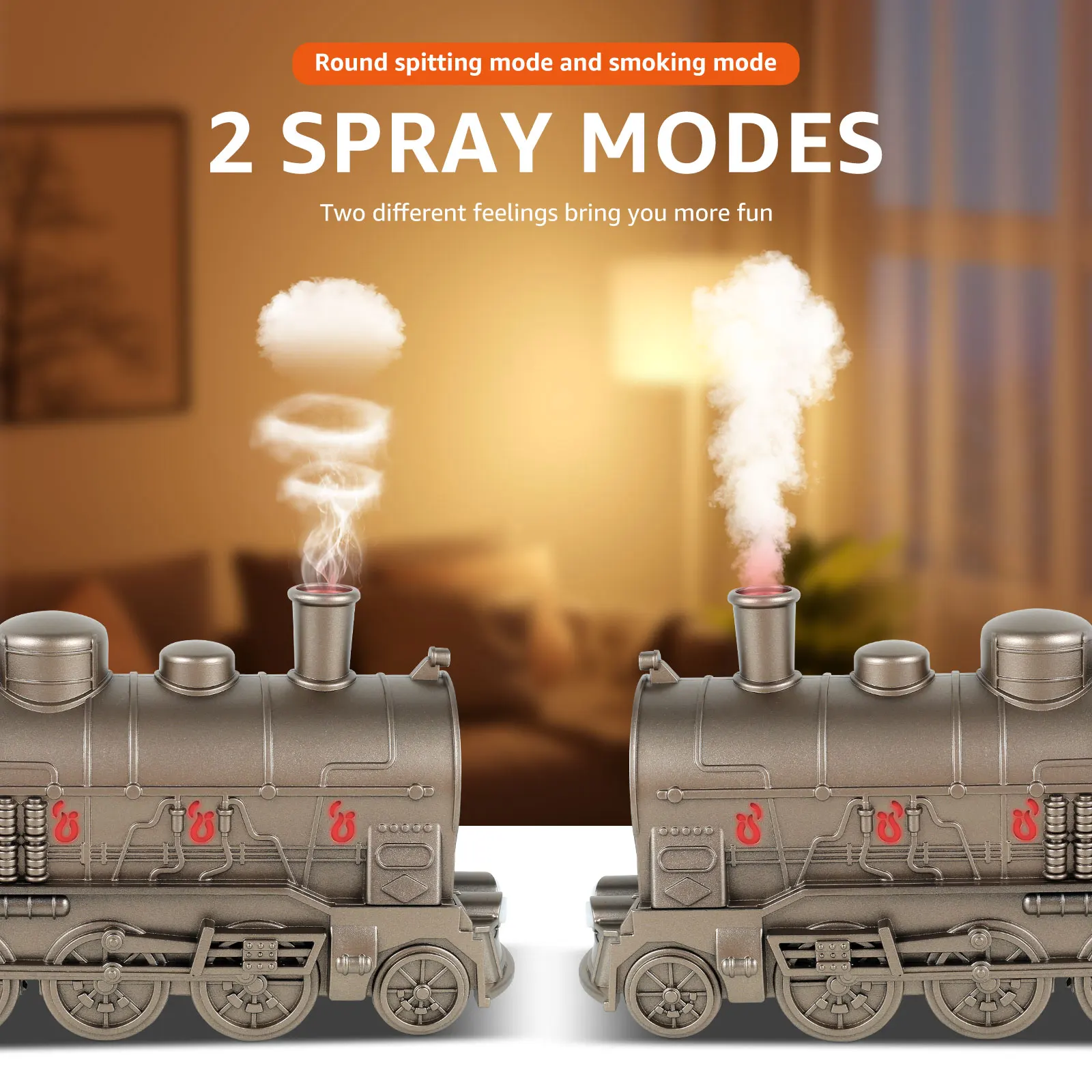 Steam Train Essential Oil Diffuser with Light 300ml Train Humidifier Diffuser Ultra Quiet Train Humidifier Steam Train Diffuser