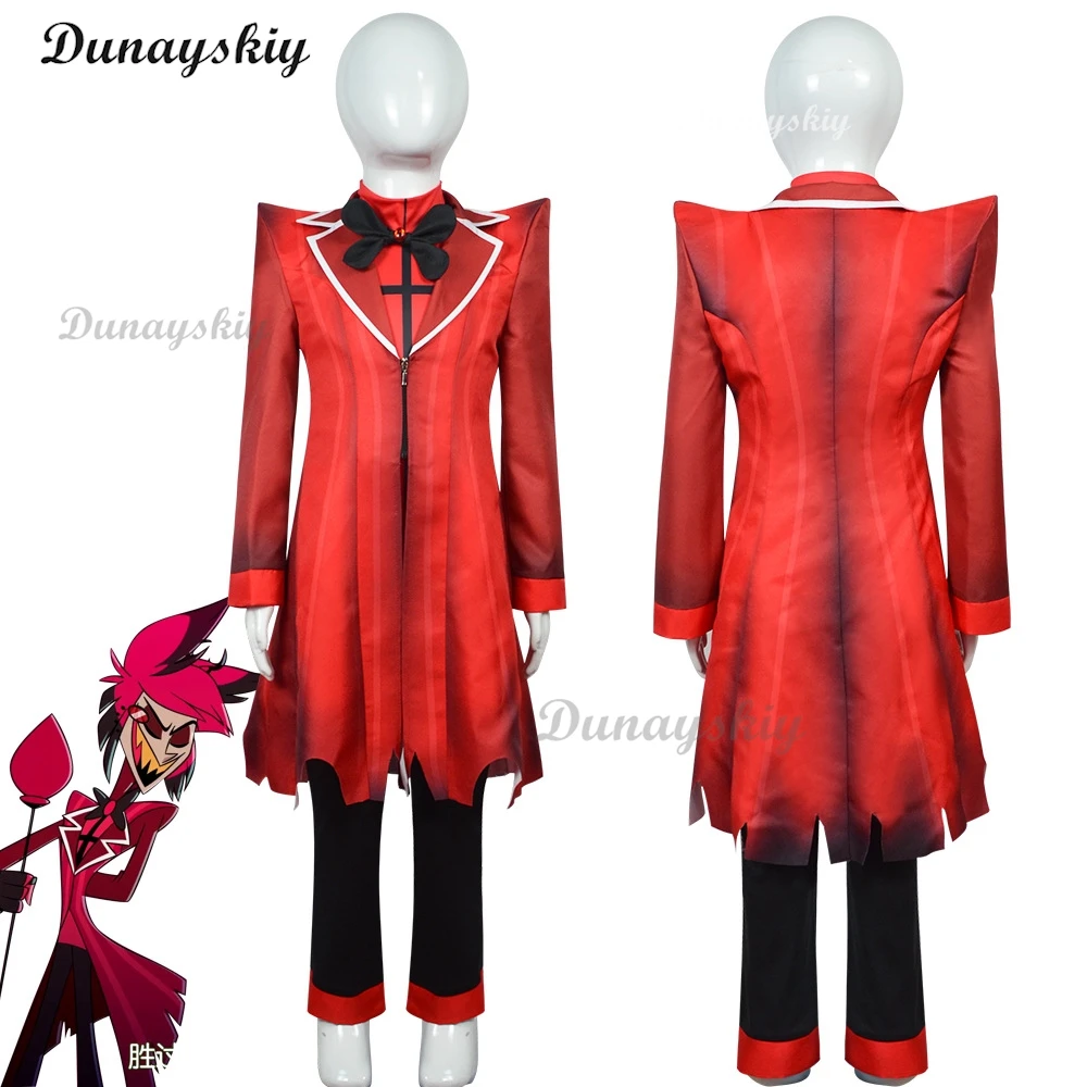 Alastor HazZZbinin Cosplay Costume Hotel Radio Demon Cosplay Red Jacket Shirt Pants Gloves Tie Uniform Halloween Full