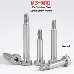 1~10pcs M3 M4 M5 M6M8M10 304 A2 Stainless Steel Knurled Hex Hexagon Socket Cap Head Shoulder Roller Bearing Screw Bolt L=3~100mm