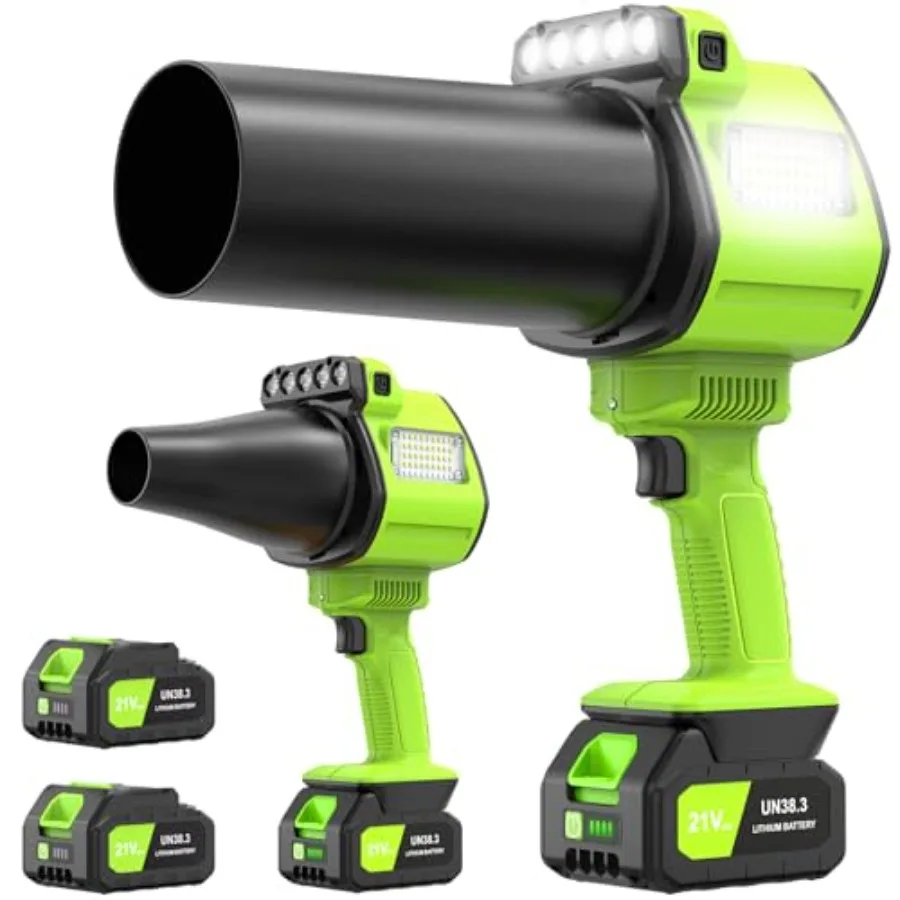 

Беспроводная воздуходувка для листьев с подсветкой, мощная электрическая воздуходувка с 2 аккумуляторами 3.0 Ач и быстрой зарядкой, 700 CFM, 900 Вт