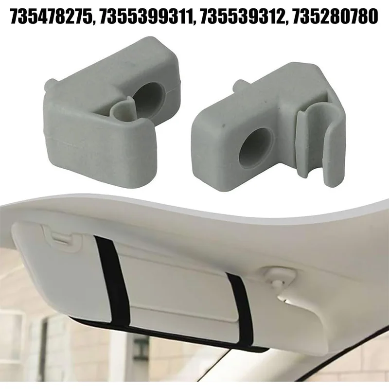 2Pcs Sun Visor Clip Replacement For Fiat Grande Punto 735478275 7355399311 735539312 735280780 ABS Material Car Sun Visor Mount