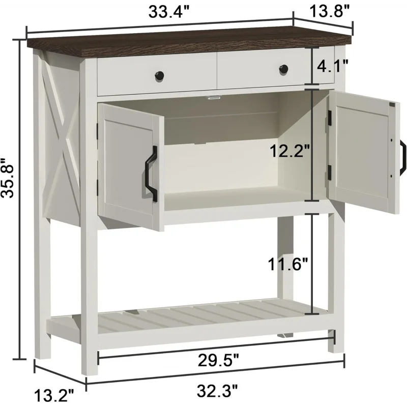 (UUX) Farmhouse Console , Entryway Table with Storage Shelf, Coffee Bar Cabinet, Narrow Buffet Sideboard for Kitchen, Ha UQ