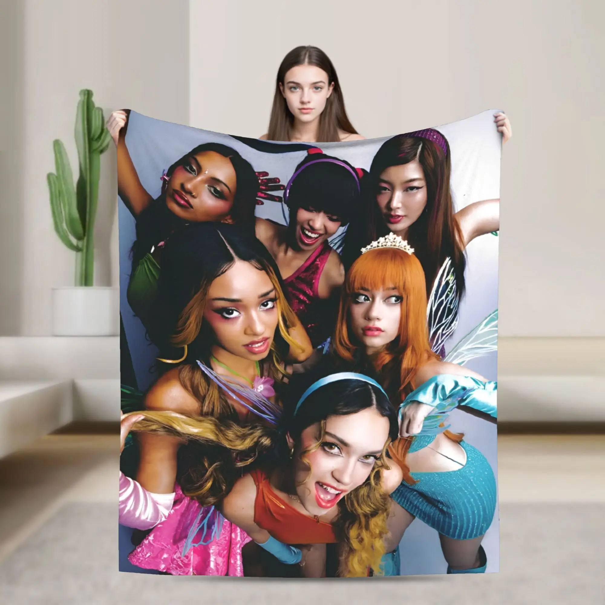

Katseye Kpop Idol Blanket Cover Fleece Gabriela Warm Throw Blankets for Bedding Couch Bed Rug