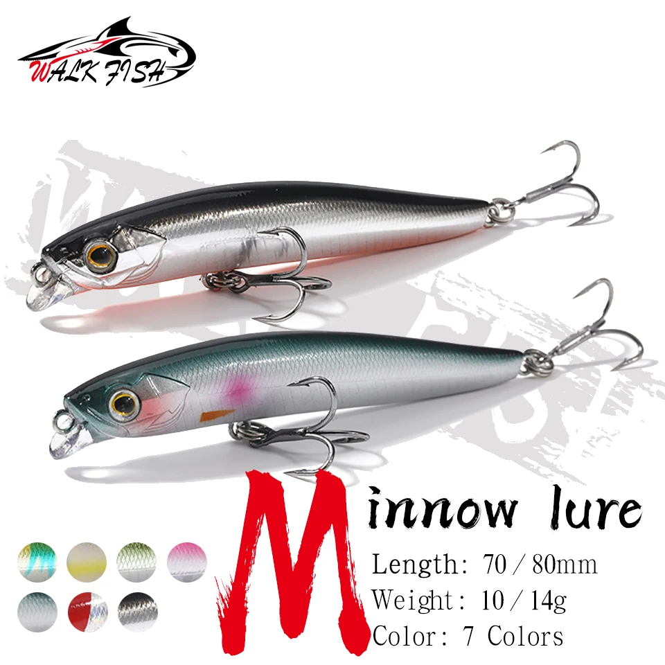 Caminhada peixe 1 pçs minnow iscas de pesca afundando wobblers lábio curto megabass isca 10g 14g 3d fisheyes isca dura longa fundição lápis