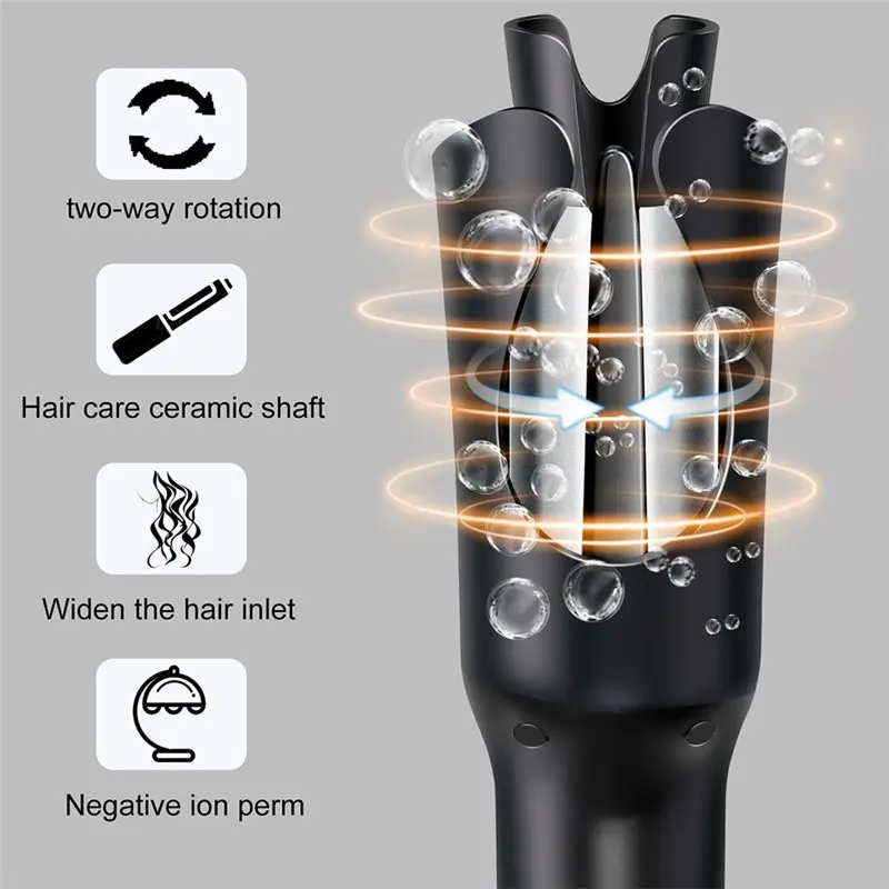 A66Z Automatic Rotating Curling Iron LCD USB Charging 32MM Heating Egg Curler Home Wireless Portable