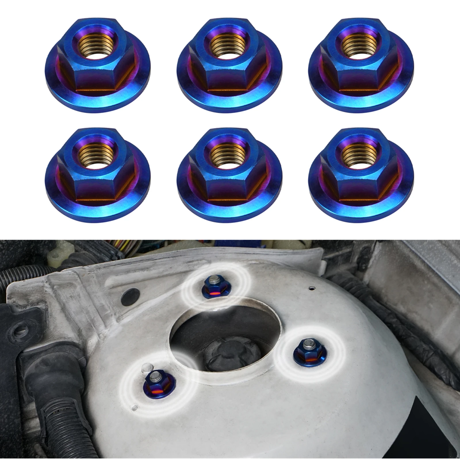 

BEVINSEE Titanium Strut Tower Nuts for BMW E60/E61,E82/E87,E46,E90/E92/E93,X1 E84,X3 E83,X5 E53,Z4, Replace for 31 31 6 769 731