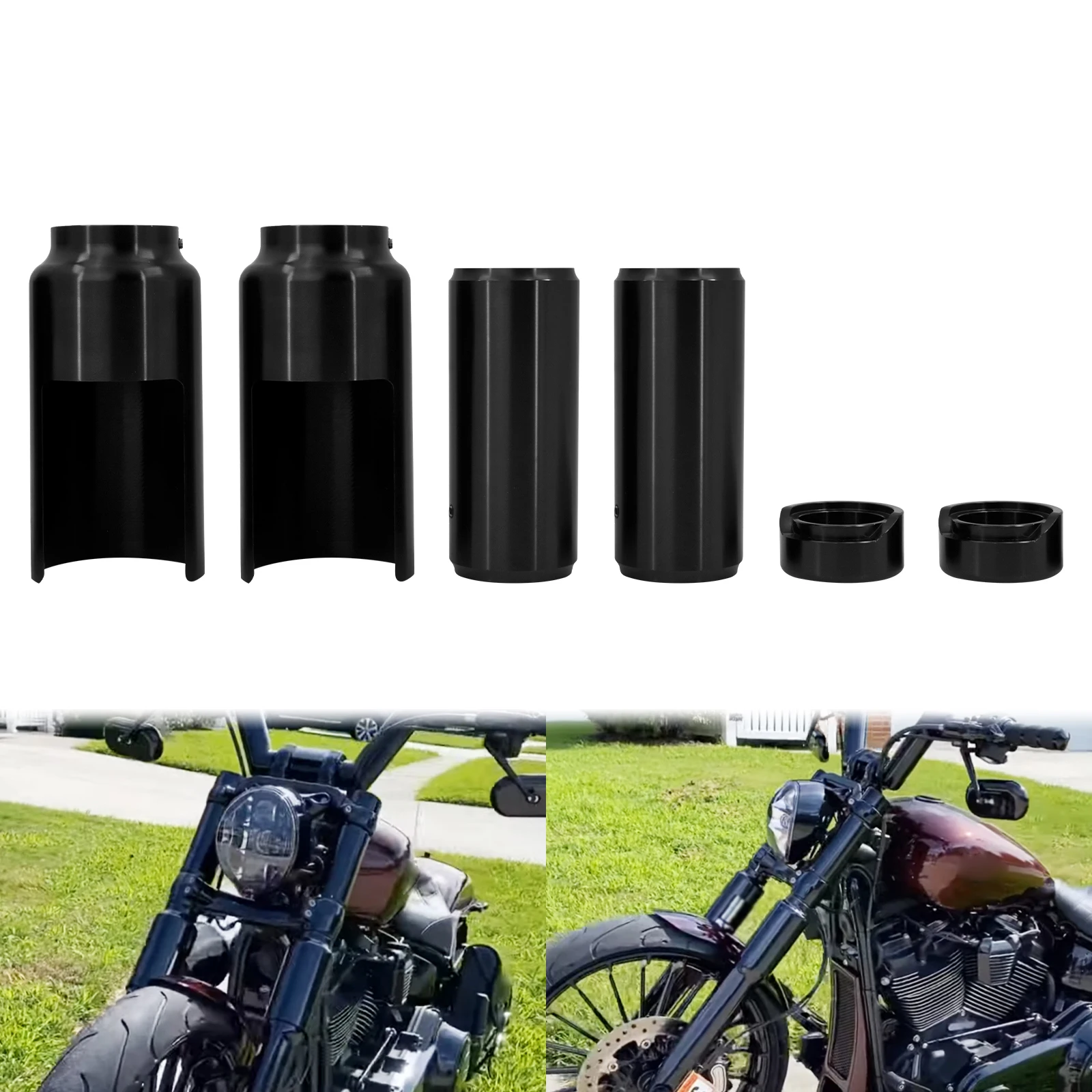 Front Upper Lower Fork Cover for Harley Softail Breakout FXBR FXBRS 2018-2021 Motorcycle Shock Absorber Tube Cap Cover Aluminum view 2