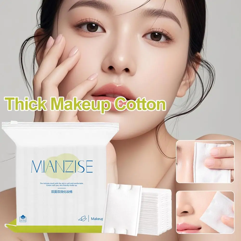 222 Uds. Almohadillas de algodón cosméticas cuadradas almohadillas desechables de doble cara para tóner, aplicación húmeda y eliminación de maquillaje