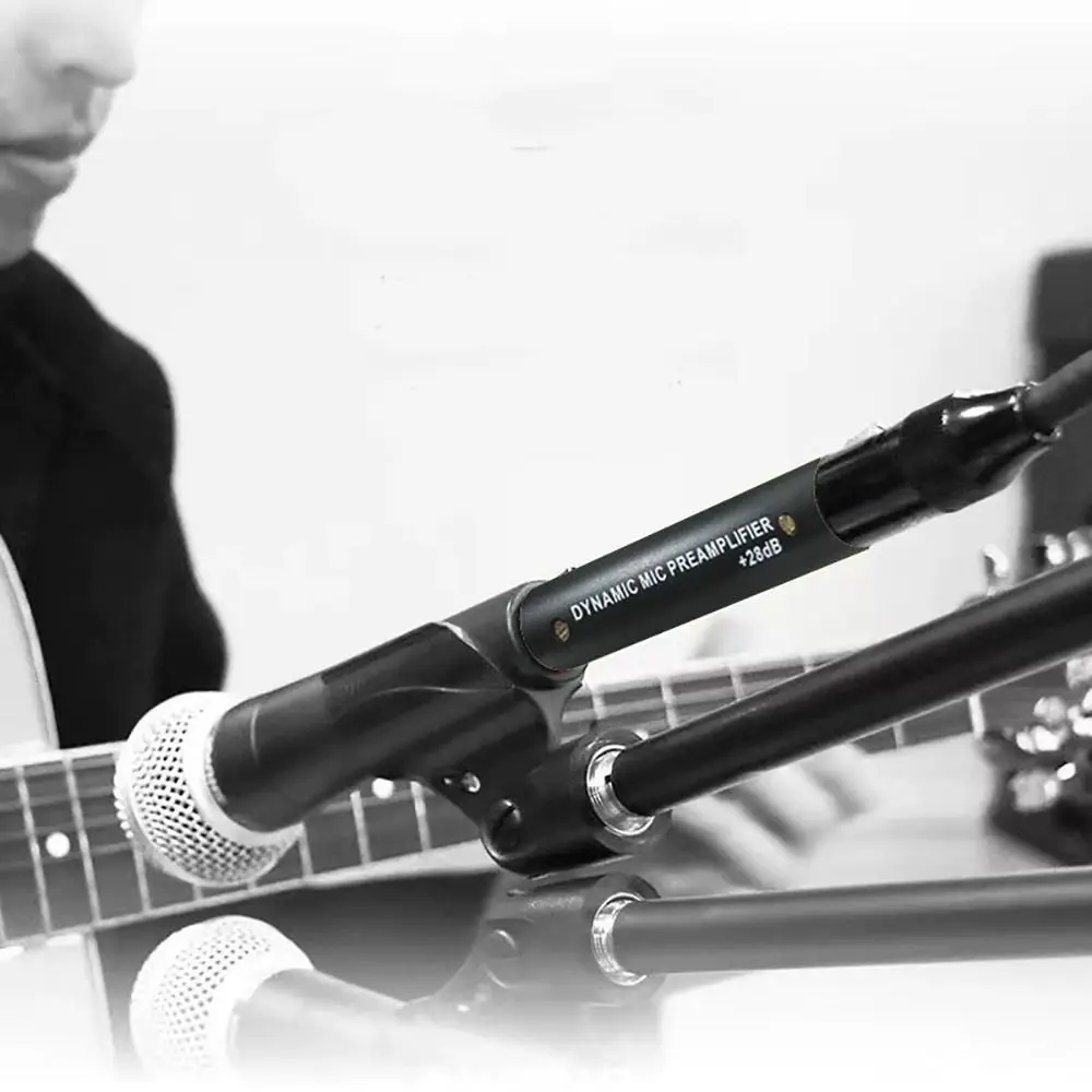 

Портативный микрофонный предусилитель с усилением 28 дБ, универсальный мини-усилитель микрофона с предусилителем, усилитель микрофона 48 В, предусилитель