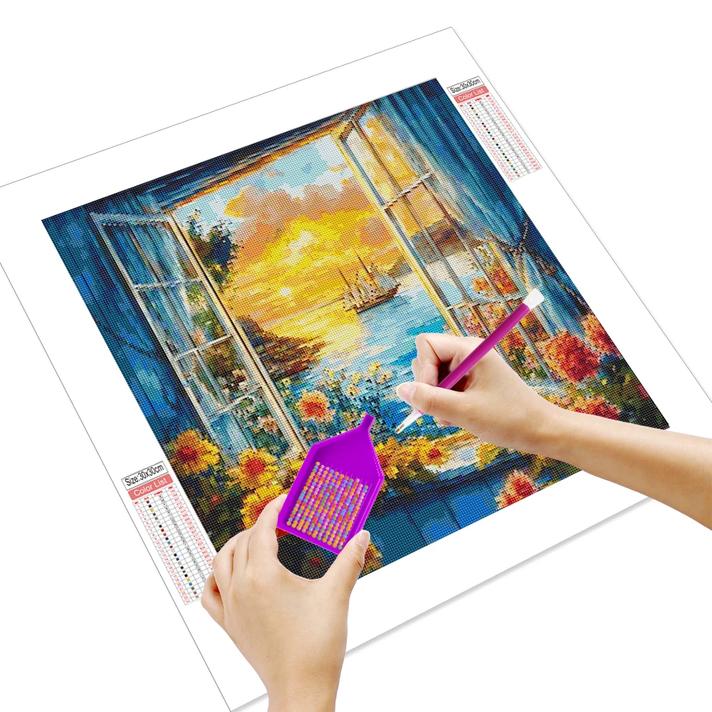 البحر الماس اللوحة المشهد جولة كاملة فسيفساء عباد الشمس اليدوية الحرفية كيت غرفة الأطفال الديكور