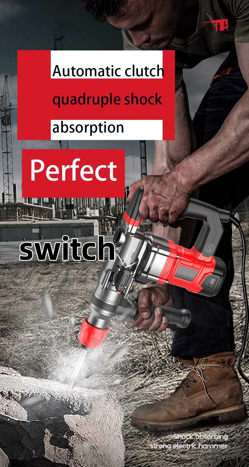 6j Industrial  Electric Rotary Cordless Drill Hammer Rotary Hammer Drill Machine Demolition  Concrete Power Hammer Drills Tools