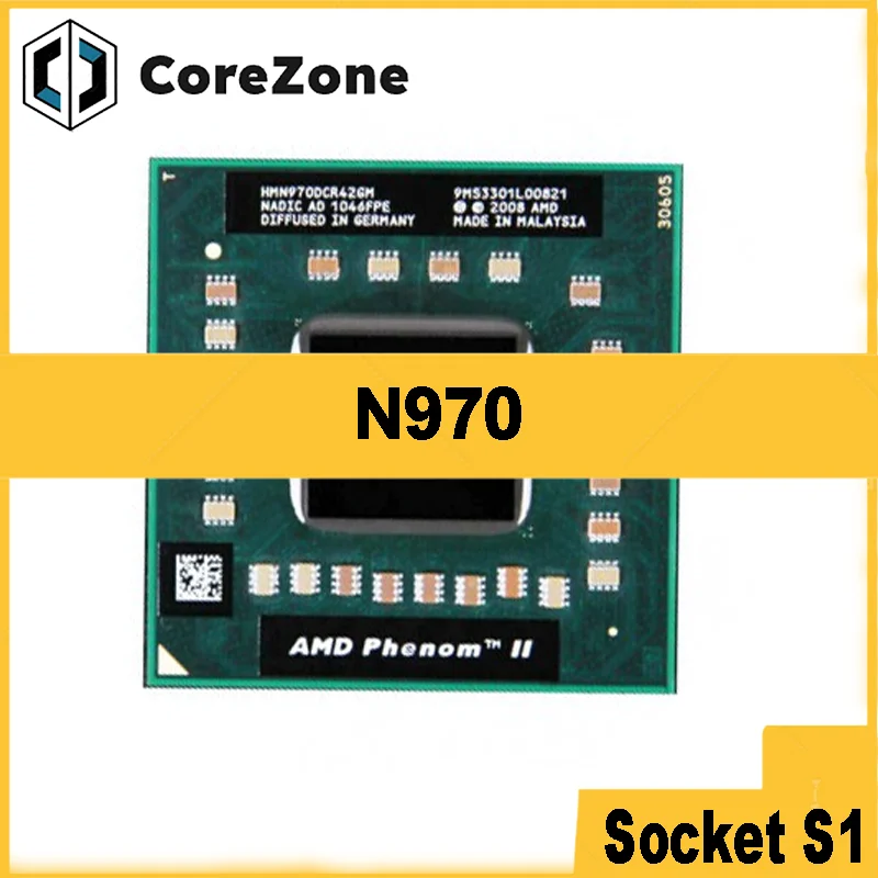 Phenom II Quad-Core Mobile N970 2.2 GHz Used Quad-Core Quad-Thread CPU HMN970DCR42GM Socket S1
