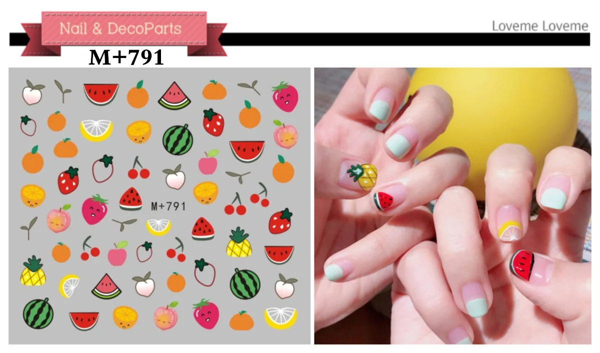 1 Sheet Water Transfer Nail Decal Fruits Monstera Summer DIY Sliders Manicure Lovely Watermark Nail Art Stickers Manicure Decor