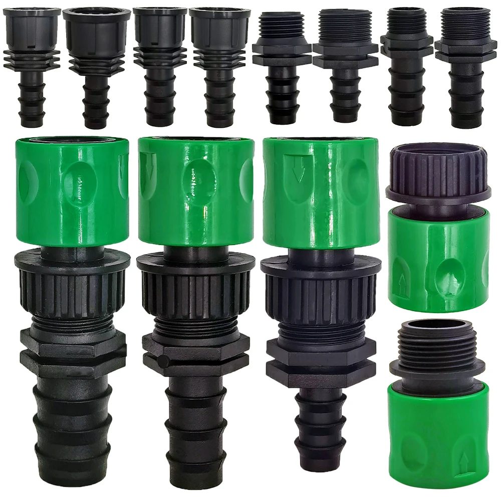 

WUJIE 3/4'' Quick Connector Nipple EURO Barb Threaded Adapter for 16mm 20mm PE Hose Pipe Garden Drip Irrigation Watering System