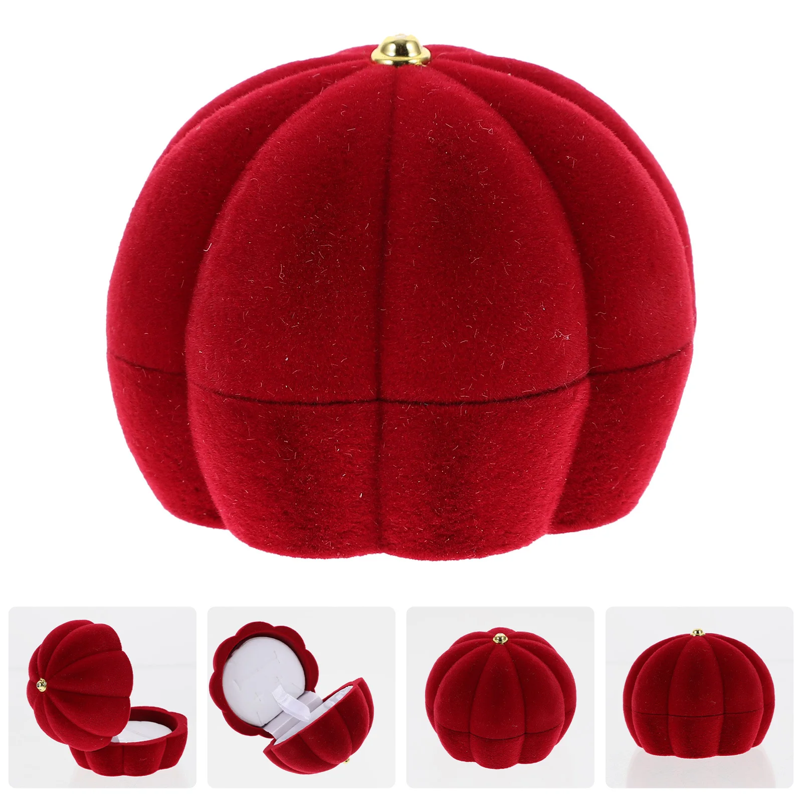 

Elegant Pumpkin Ring Jewelry Box Compact Portable Chic Fashion Jewelry Case Romantic Gift Holder for Wedding Christmas Birthday