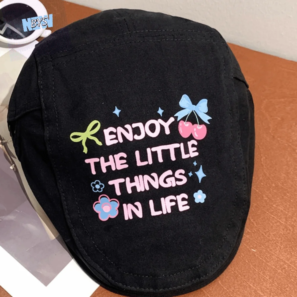 

Personality Cherry Graffiti Forward Hat Embroidey Vintage Painter Hat Visor American Artist Hat Teenagers