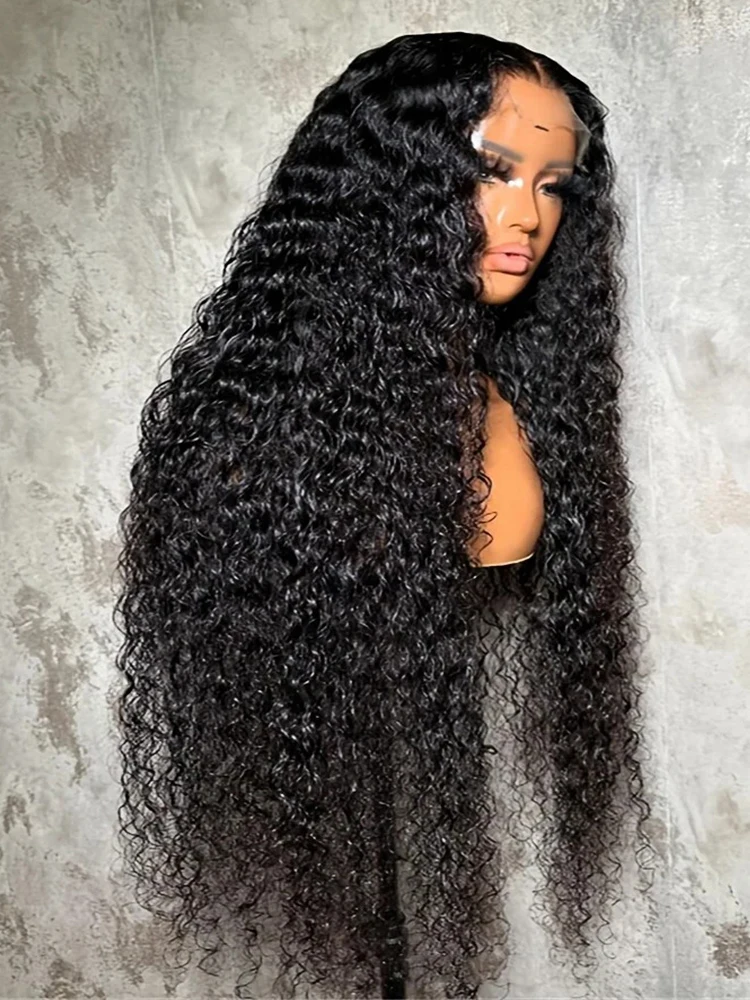 

40-дюймовый парик из натуральных волос с глубокими волнами, 13x6 HD кружевной фронтальный парик из 100% натуральных волос, 7x5 безклеевой кружевной парик, натуральный черный кудрявый парик