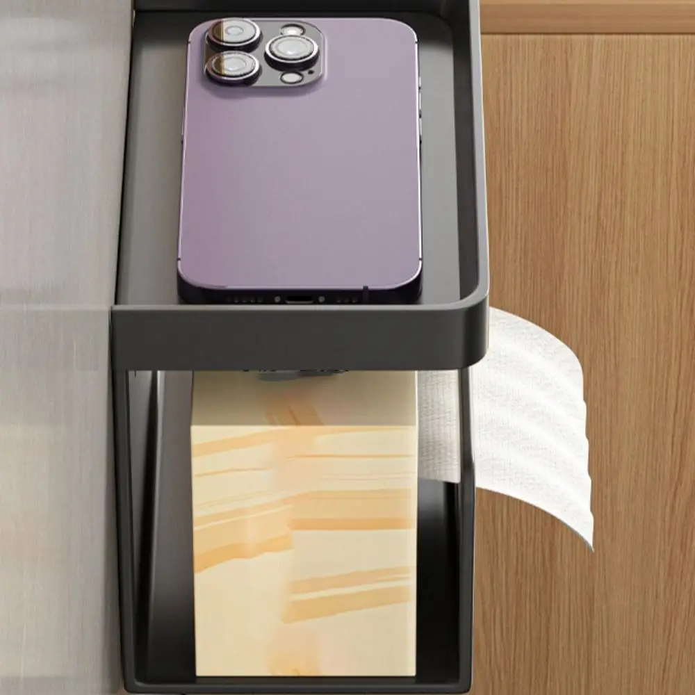 

Настенный держатель для туалетной бумаги Лоток для хранения Подставка для телефона Держатель для рулона бумаги Коробка для салфеток Стальной органайзер для туалета