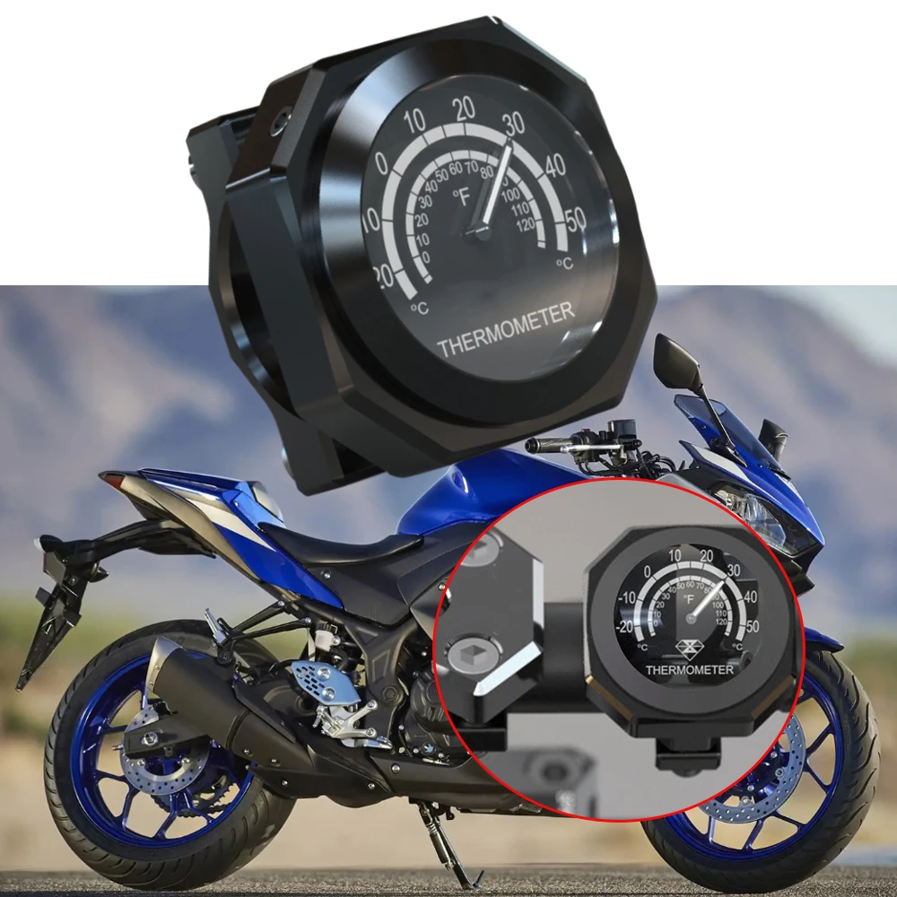 1Pcs Universal Aluminum Alloy Motorcycle Luminous Handlebar Mount Clock Watch Thermometer For Yamaha Kawasaki Suzuki Harley