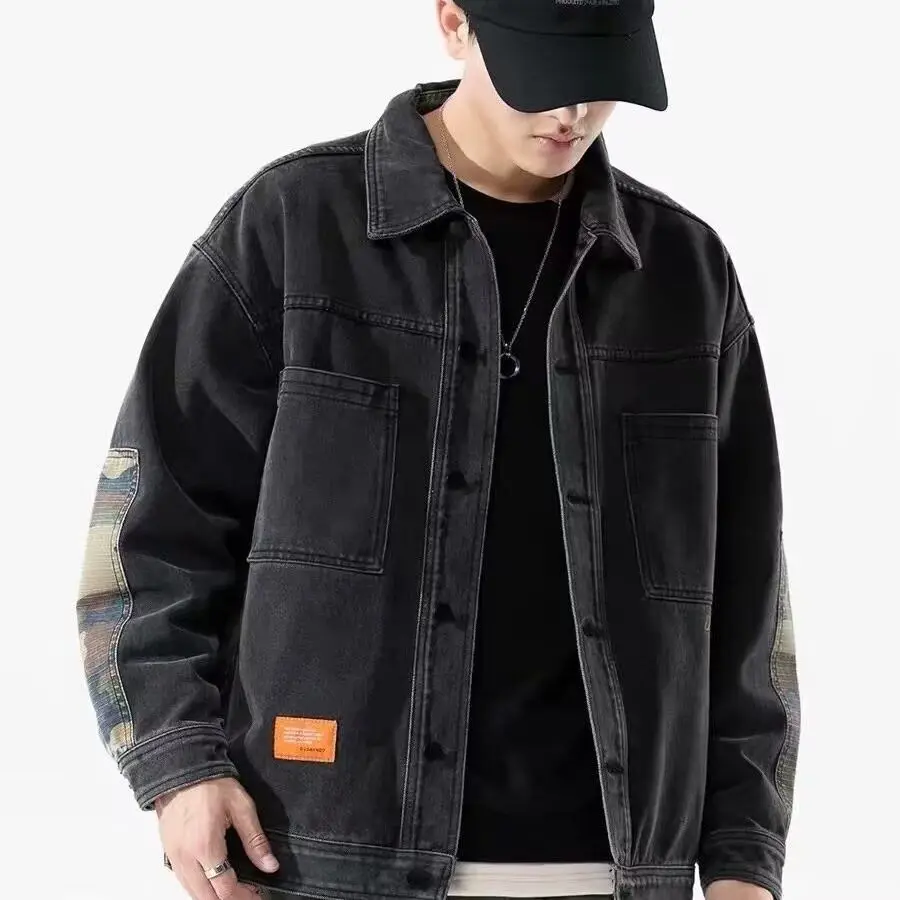 

Весенне-осенние свободные мужские джинсовые джинсы Cool Street Sle High Street Trend Harajuku, корейская версия, повседневные джинсы со стоячим кроем...