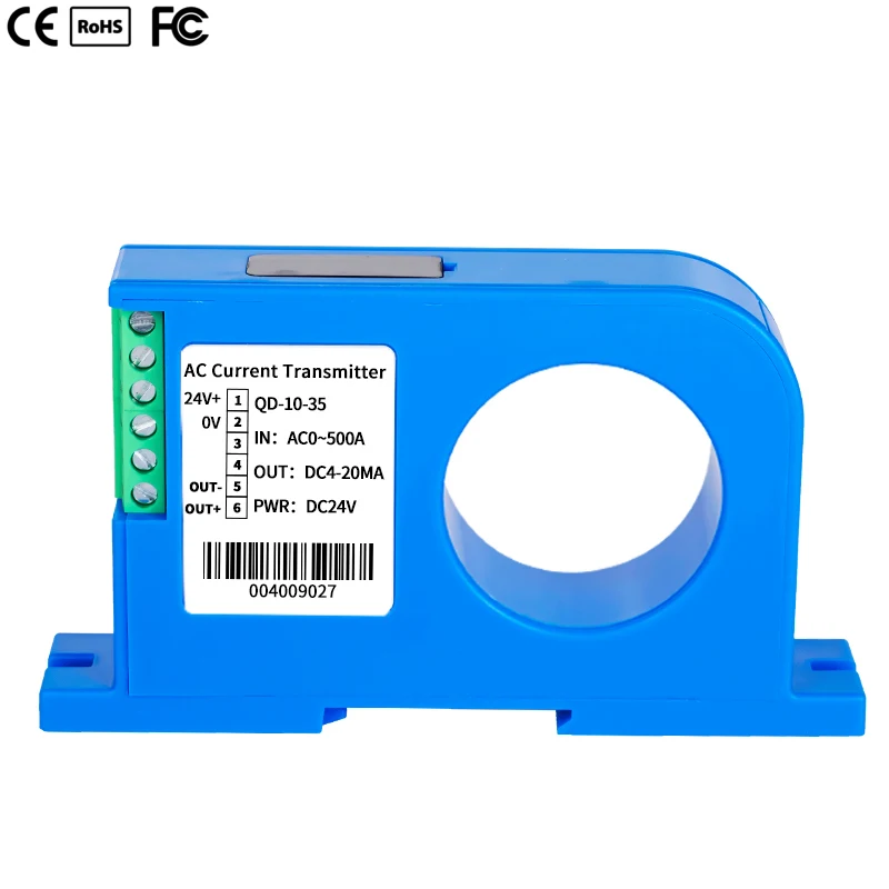 High Precision 4-20mA 0-10V 0-5V RS485 Output 35mm DIN Rail DC Current Transmitter DC 100A 200A 500A 600A 800A Current Sensor