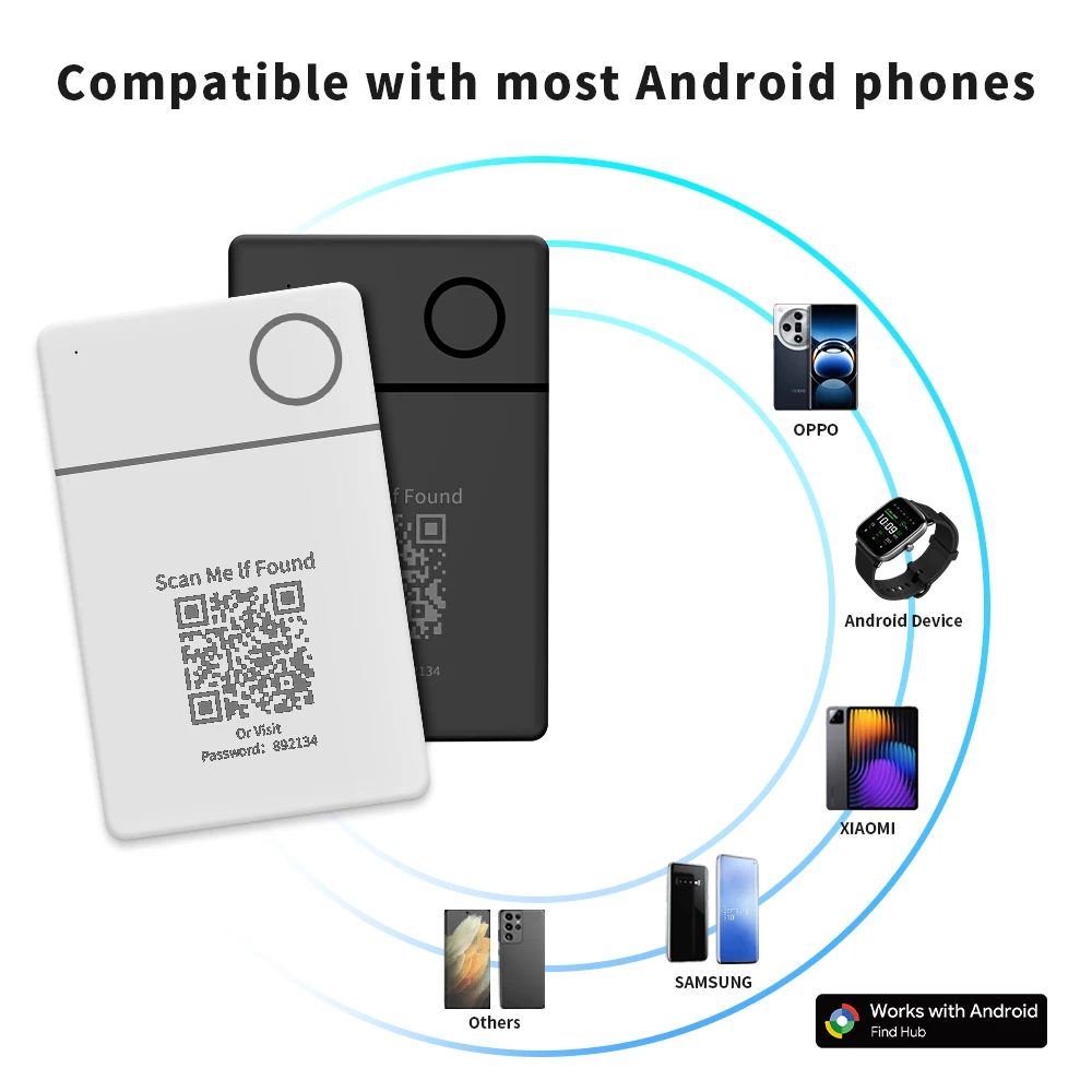QR Code Wireless Charging Long-Distance Tracker For Android Google Find Hub Keys Card-Style Smart Tag For Xiaomi Pixel Vivo GMS