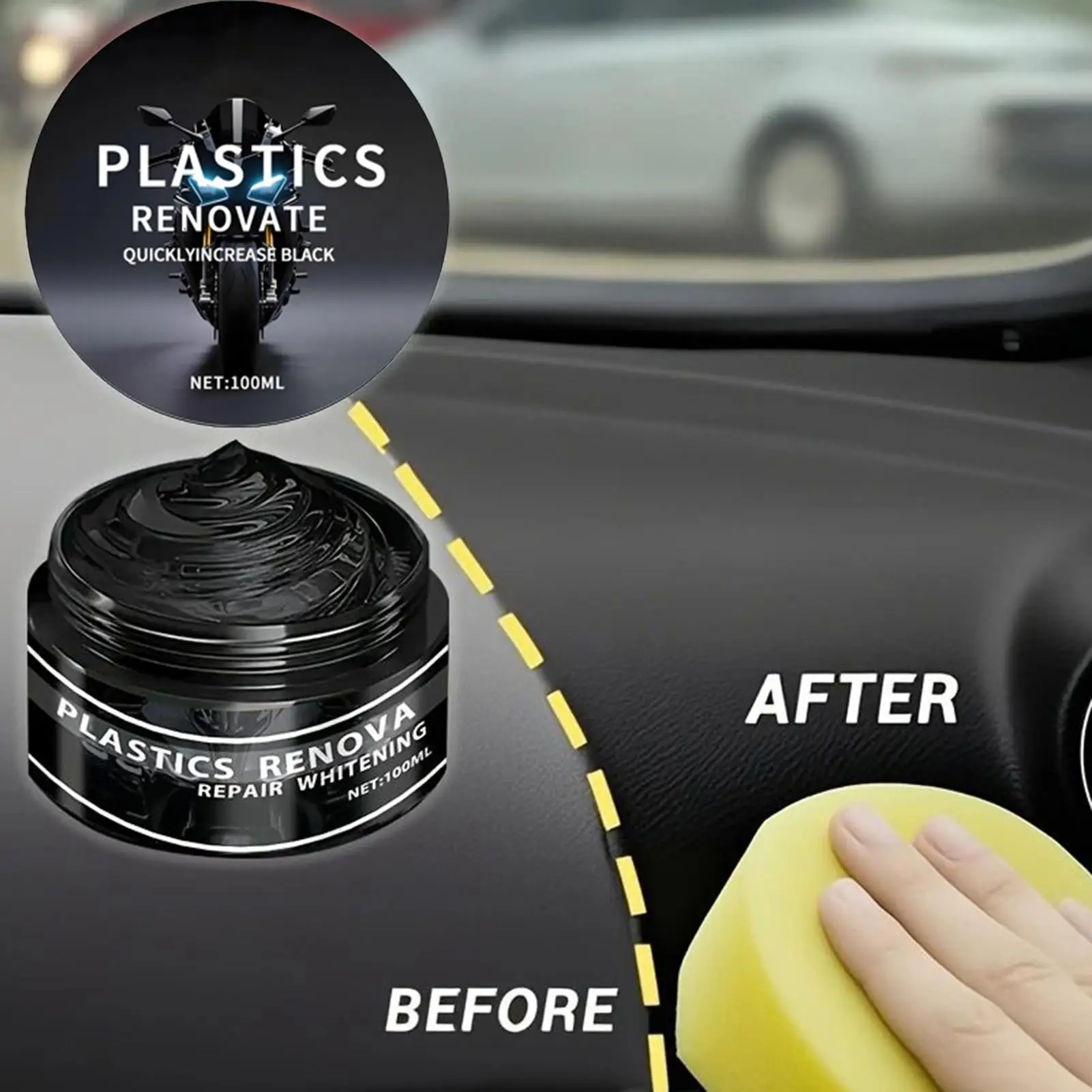 Black Car Interior Trim Restorer 100ml UV Protectant High Gloss Dash Cleaner for Plastic Rubber Upholstery Boat Detailing